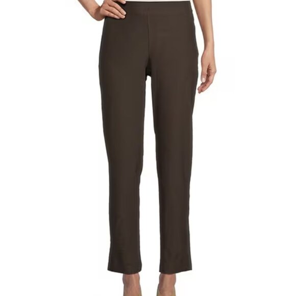Eileen Fisher Chocolate Brown Washable Crepe Ankle Pants, Small - Picture 1 of 15